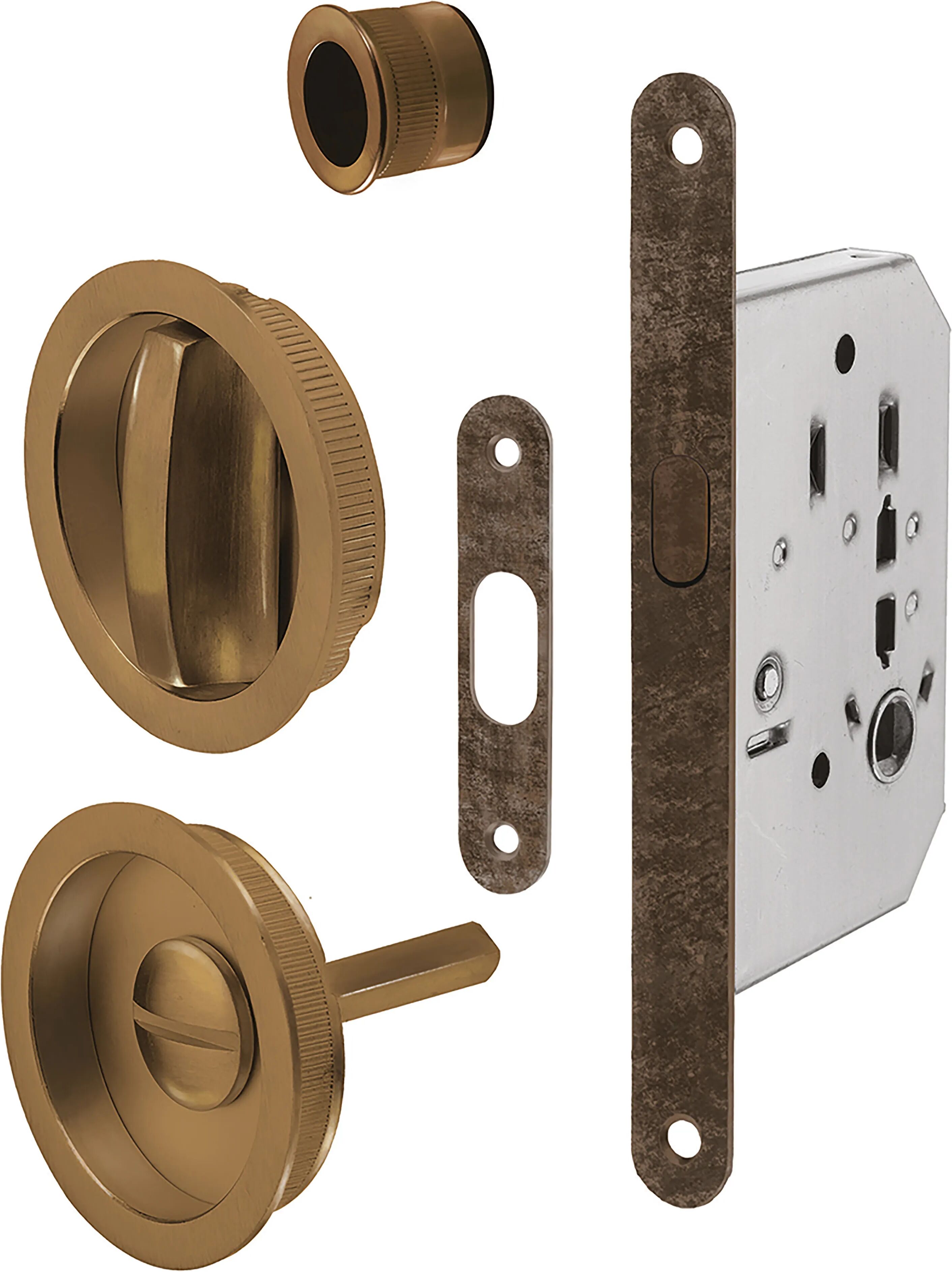 bonaiti kit wc  maniglia e serratura e50 mm per porta scorrevole bronzato