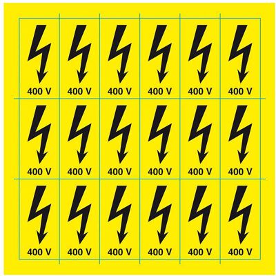 Nuova Algis TARGA TENSIONE ELETTRICA 400 V IN PVC 2,6x5,2 cm 18 PEZZI Nuova Algis TARGA TENSIONE ELETTRICA 400 V IN PVC 2,6x5,2 cm 18 PEZZI