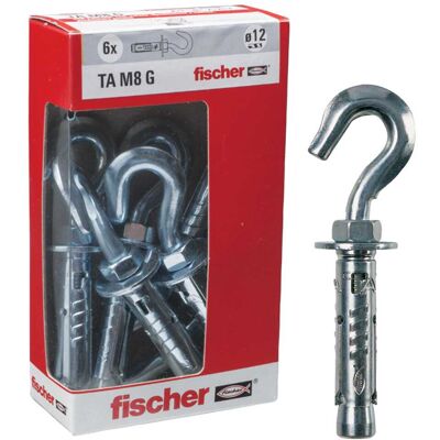 Fischer TASSELLI ACCIAIO TAM 8 GY 12x56 mm 6 PEZZI CON GANCIO Fischer TASSELLI ACCIAIO TAM 8 GY 12x56 mm 6 PEZZI CON GANCIO