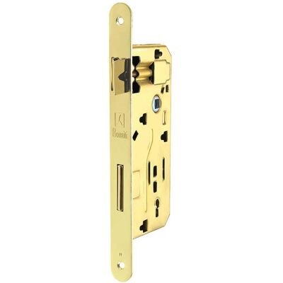 Bonaiti SERRATURA 40 INFILARE OTTONATA E50 mm INTERASSE 90 mm BORDO TONDO FRONTE 22 mm Bonaiti SERRATURA 40 INFILARE OTTONATA E50 mm INTERASSE 90 mm BORDO TONDO FRONTE 22 mm