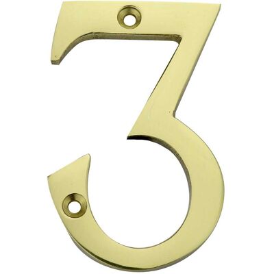 Cottali NUMERO INGLESE ''3'' 75 mm OTTONE LUCIDO VERNICIATO Cottali NUMERO INGLESE ''3'' 75 mm OTTONE LUCIDO VERNICIATO