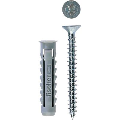 Fischer TASSELLI NYLON IN BARATTOLO SX PLUS 8S 8x40 mm 180 PZ CON VITE 5x50 mm Fischer TASSELLI NYLON IN BARATTOLO SX PLUS 8S 8x40 mm 180 PZ CON VITE 5x50 mm