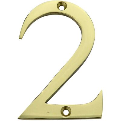 Cottali NUMERO INGLESE ''2'' 75 mm OTTONE LUCIDO VERNICIATO Cottali NUMERO INGLESE ''2'' 75 mm OTTONE LUCIDO VERNICIATO