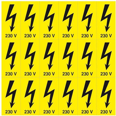 Nuova Algis TARGA TENSIONE ELETTRICA 230 V IN PVC 2,6x5,2 cm 18 PEZZI Nuova Algis TARGA TENSIONE ELETTRICA 230 V IN PVC 2,6x5,2 cm 18 PEZZI