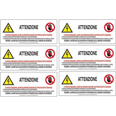 Nuova Algis TARGA ADESIVA ATTENZIONE TENSIONE IN PVC 14x6 cm 6 PEZZI Nuova Algis TARGA ADESIVA ATTENZIONE TENSIONE IN PVC 14x6 cm 6 PEZZI