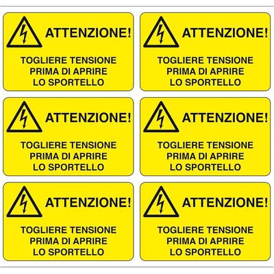 Nuova Algis TARGA ATTENZIONE TOGLIERE TENSIONE IN PVC 10x6 cm 6 PEZZI Nuova Algis TARGA ATTENZIONE TOGLIERE TENSIONE IN PVC 10x6 cm 6 PEZZI