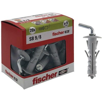 Fischer TASSELLI NYLON SB 9/8 9x40 mm 20 PEZZI CON GANCIO CORTO Fischer TASSELLI NYLON SB 9/8 9x40 mm 20 PEZZI CON GANCIO CORTO