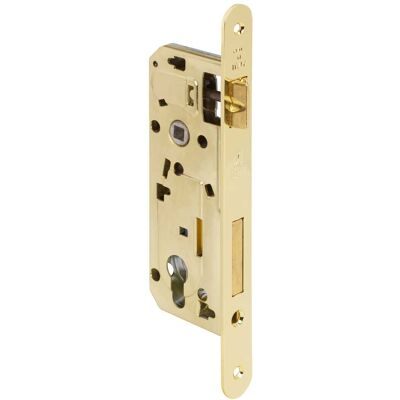 Serratura Bonaiti E50 mm Ottonata - Piastra rotonda, compatibile Yale Serratura Bonaiti E50 mm Ottonata - Piastra rotonda, compatibile Yale