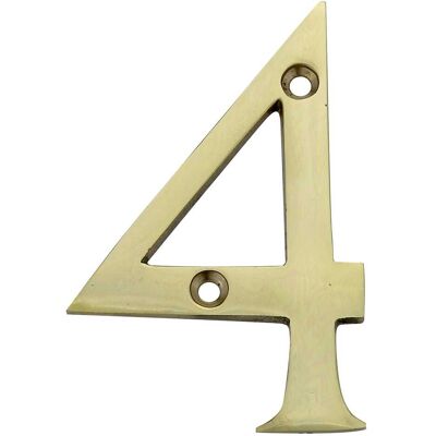 Cottali NUMERO INGLESE ''4'' 75 mm OTTONE LUCIDO VERNICIATO Cottali NUMERO INGLESE ''4'' 75 mm OTTONE LUCIDO VERNICIATO