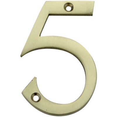 Cottali NUMERO INGLESE ''5'' 75 mm OTTONE LUCIDO VERNICIATO Cottali NUMERO INGLESE ''5'' 75 mm OTTONE LUCIDO VERNICIATO