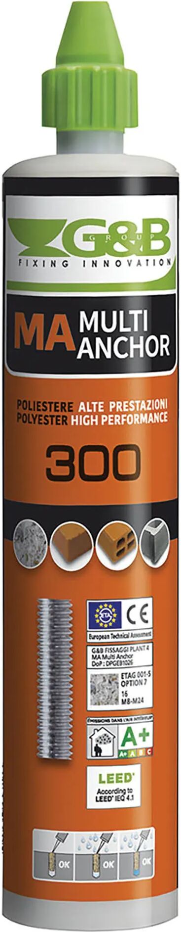 G&b ANCORANTE CHIMICO POLIESTERE CE7 MA 300 ml PER CARICHI PESANTI