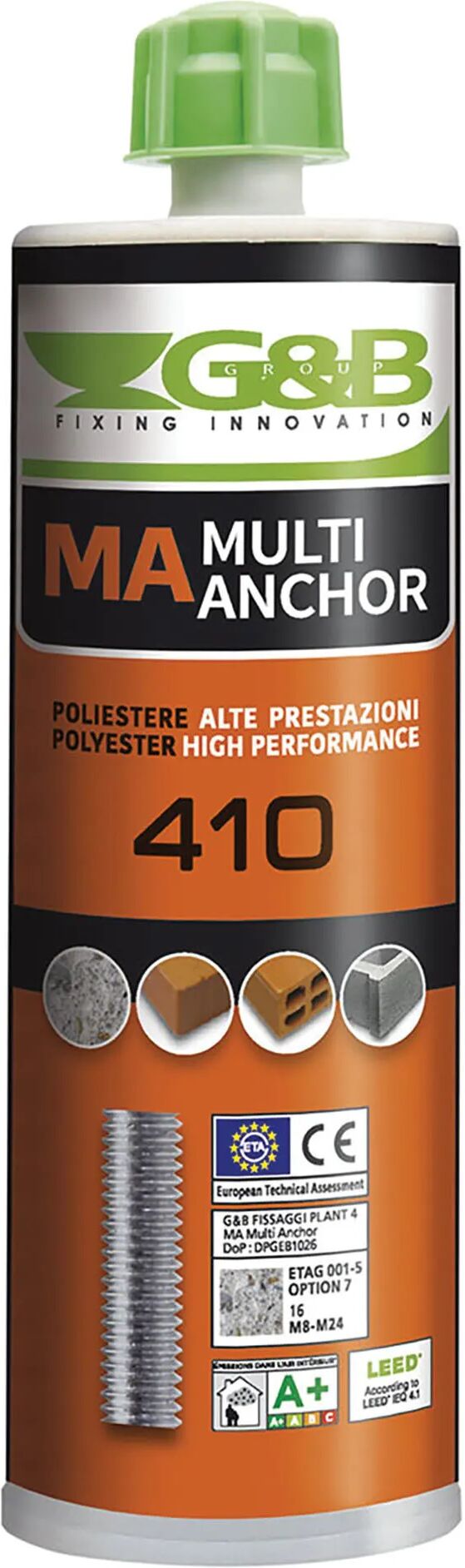 G&b ANCORANTE CHIMICO POLIESTERE CE7 MA 410 ml PER CARICHI PESANTI