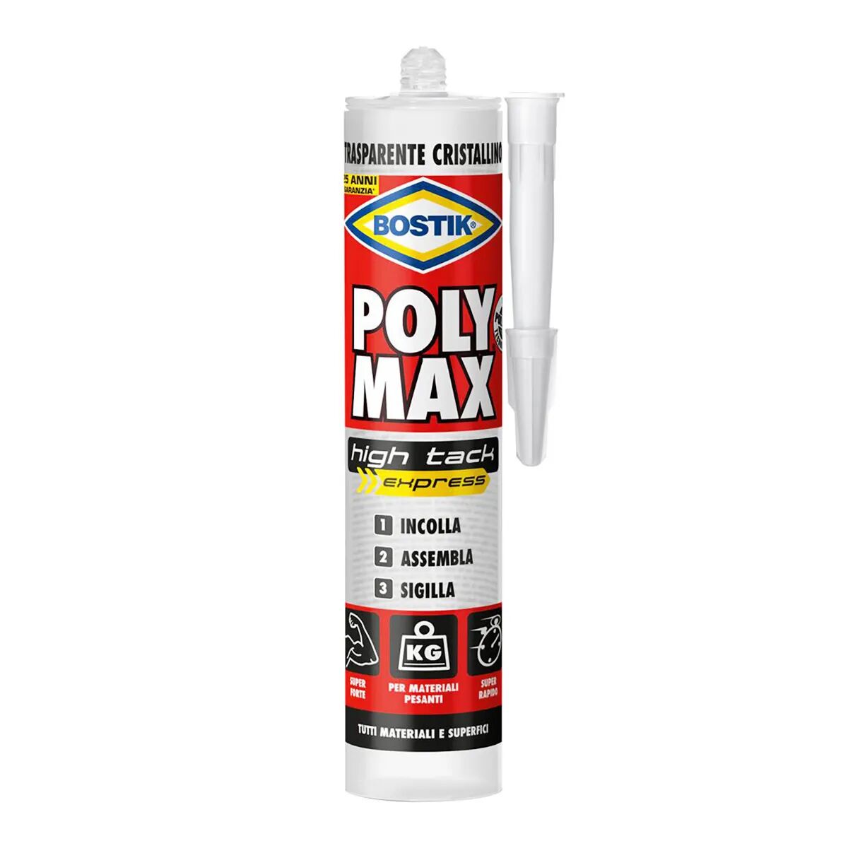 POLYMAX Adesivo Poymax High Tack Bostik 300 G Express Cristal Incolla In Verticale E In Sospeso