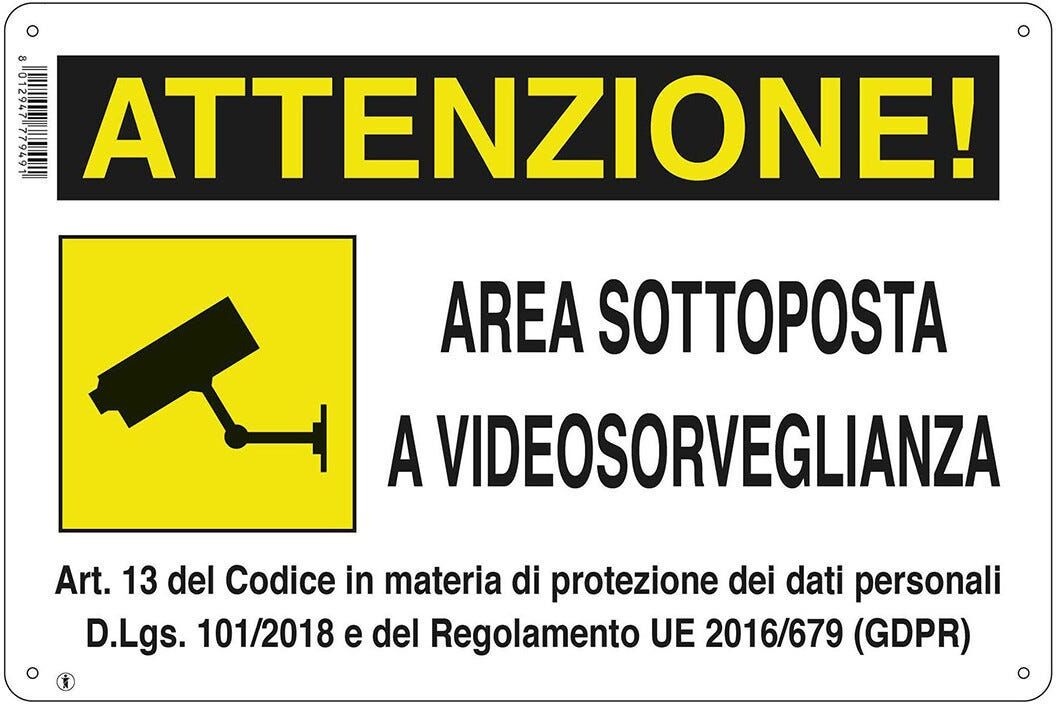 Cartello Area Videosorvegliata Gdpr In Plastica 18x12 Cm Spessore 0,5 Mm Cartello Area Videosorvegliata Gdpr In Plastica 18x12 Cm Spessore 0,5 Mm