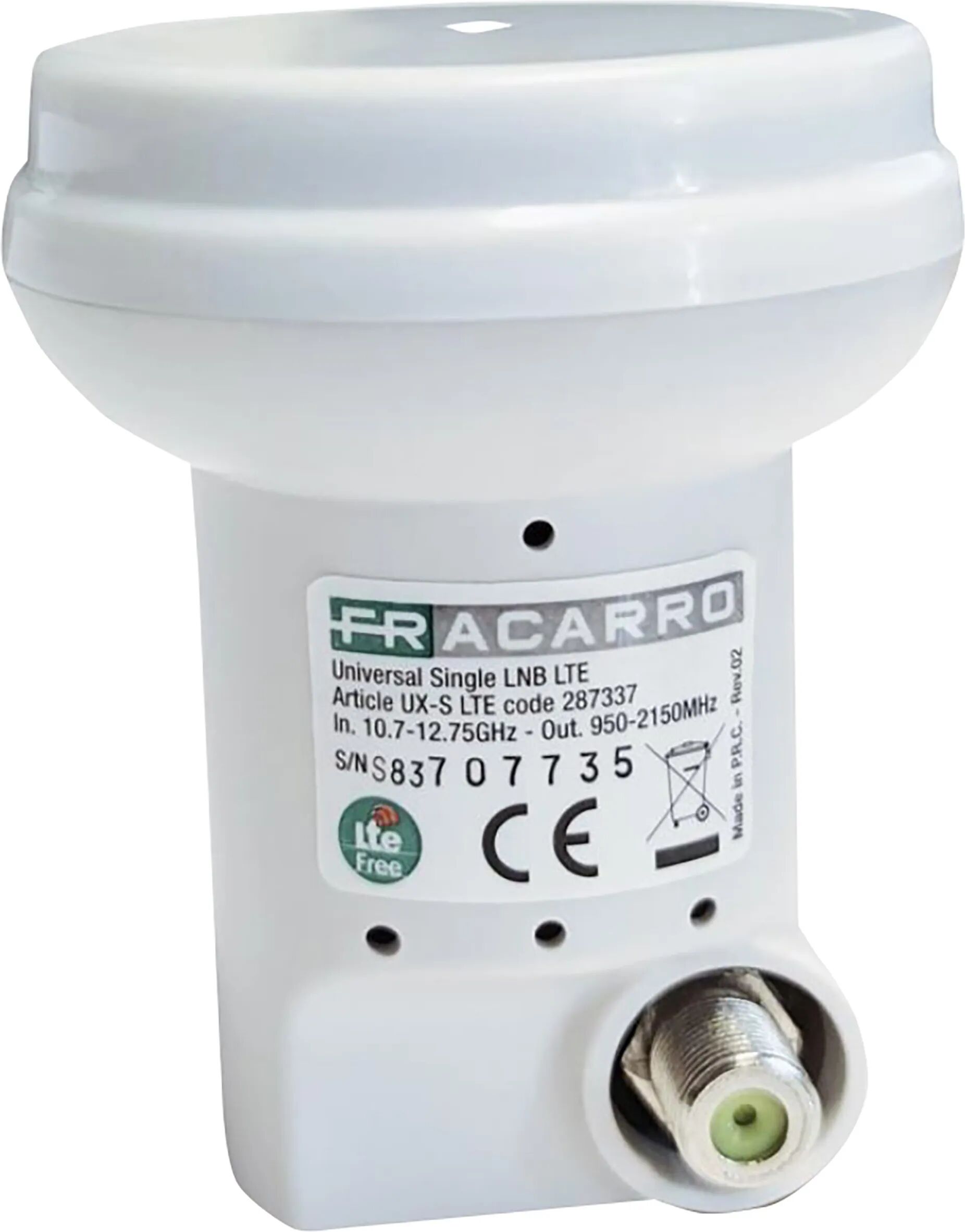 fracarro lnb universale  singolo lte attacco Ø 40 mm approvato sky