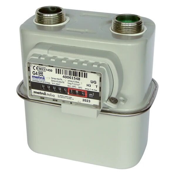 tecnomat contatore gas  metrix in acciaio portata max 6 m³/h 1 1/4 interasse 110 mm metano/gpl