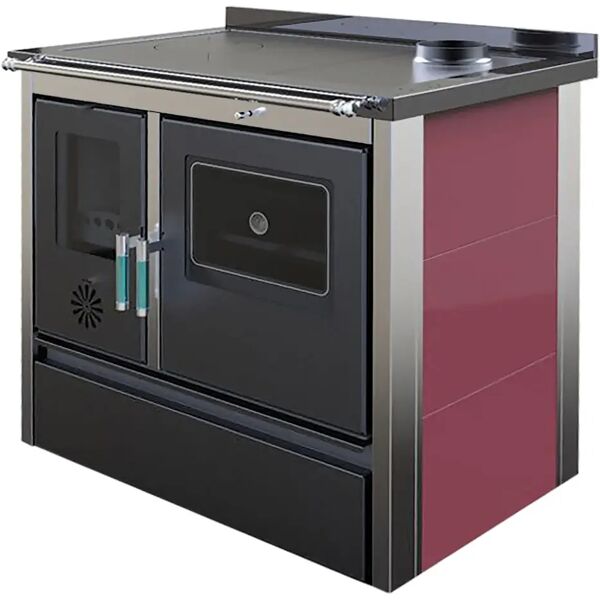 tecnomat cucina legna hosseven lotus 11,9 kw  bordeaux - acciaio