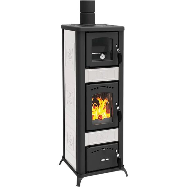 lincar stufa legna  alice 490 az 6,8 kw con forno bianca