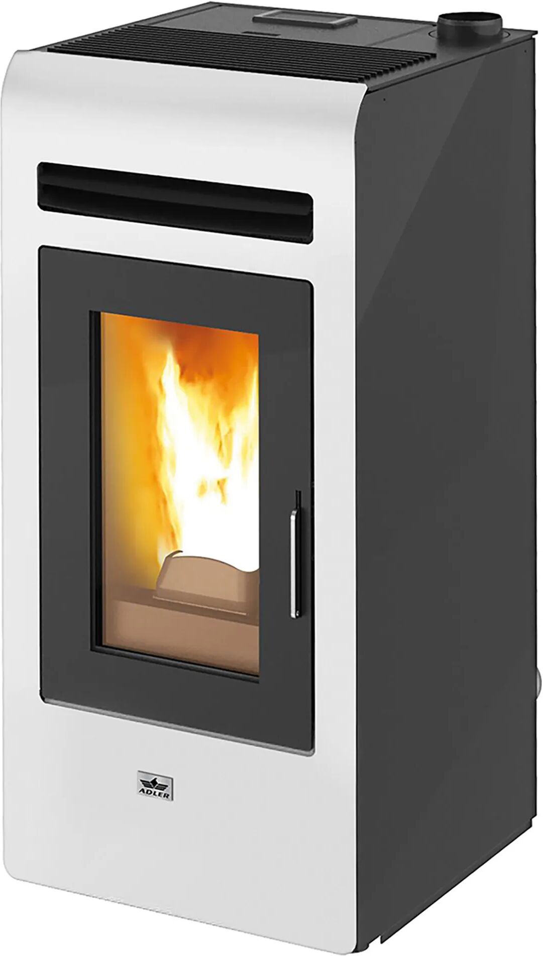 adler stufa a pellet ad aria  cortina 12c canalizzata 11,2 kw 2 uscite bianca