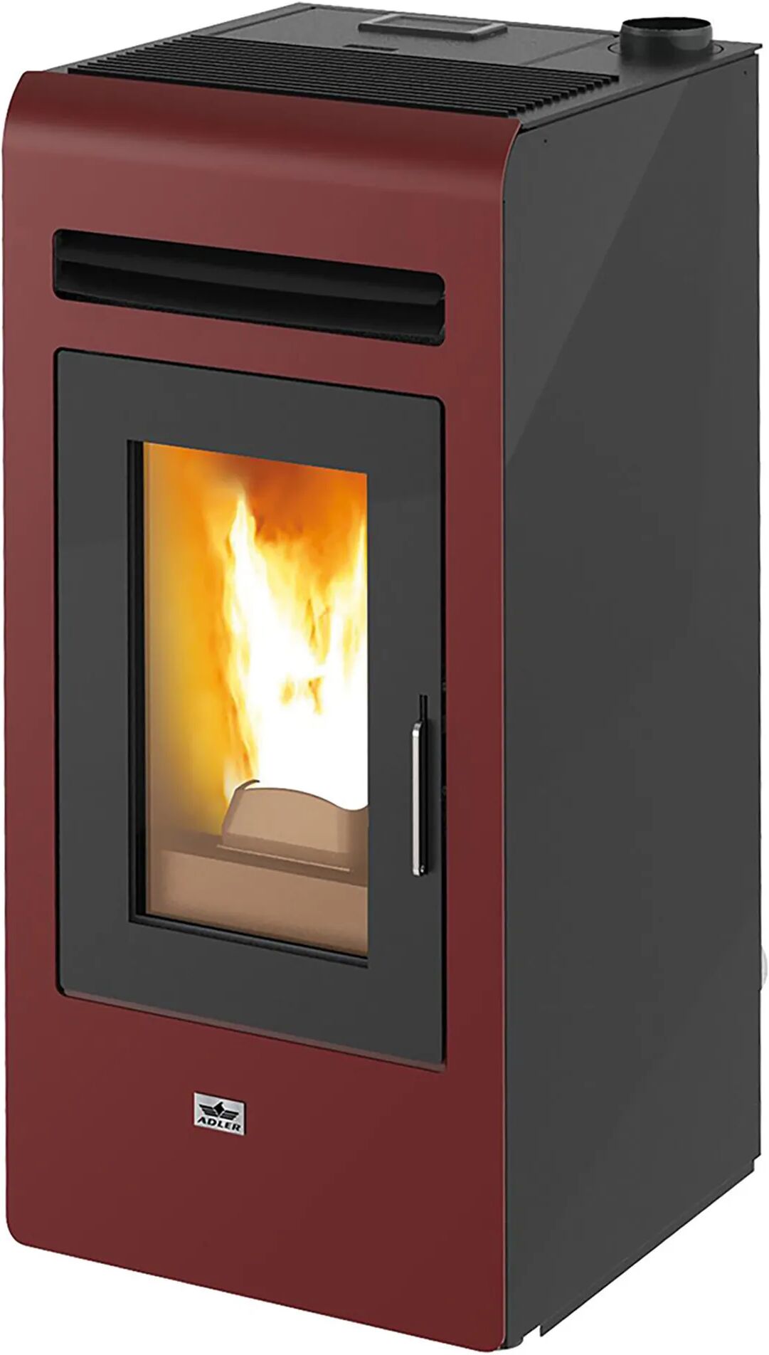 Adler STUFA A PELLET AD ARIA  CORTINA 12C CANALIZZATA 11,2 kW 2 USCITE BORDEAUX