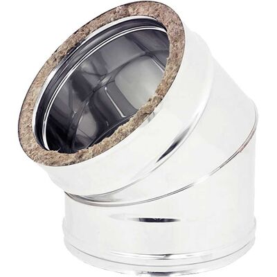 Zinco Group Curva 45° in Acciaio Inox - Doppia Parete 80mm Zinco Group Curva 45° in Acciaio Inox - Doppia Parete 80mm