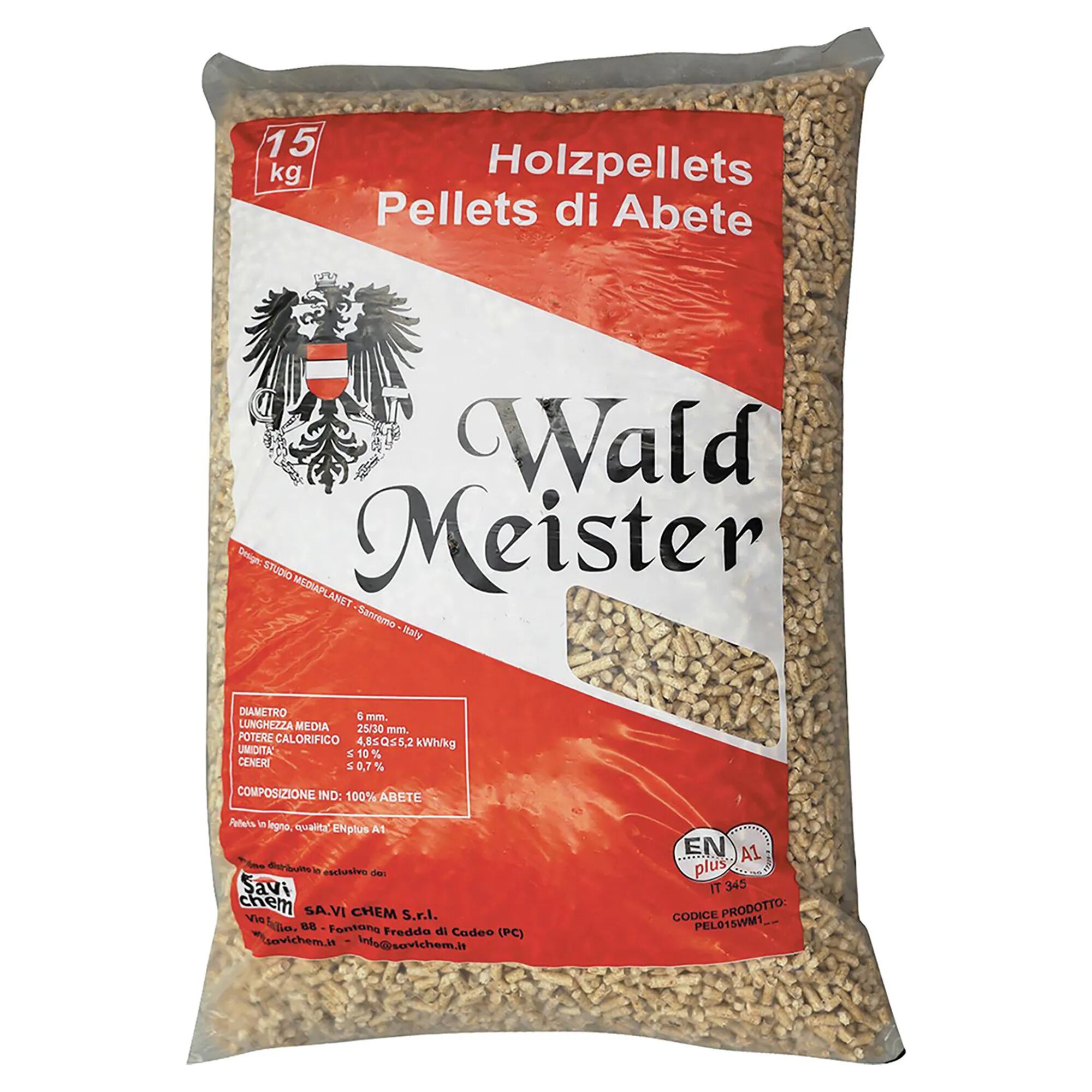 Pellet Austriaco Wald Meister 15 Kg 100% Abete Rosso Austriaco
