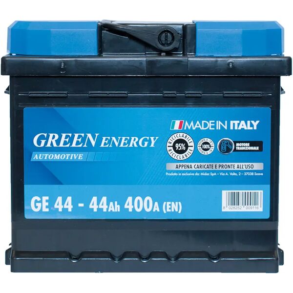 green energy batteria auto 44 ah greenenergy spunto 400a 207x175x175mm (lxpxh) peso 10,70 kg