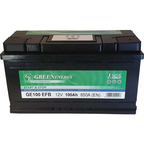 green energy batteria auto 100 ah start & stop efb  spunto 850 a 353x175x190 mm peso 22,2 kg