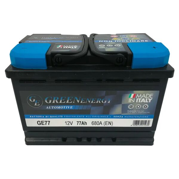 green energy batteria auto 77 ah greenenergy spunto 680a 275x175x190mm (lxpxh) peso 17 kg