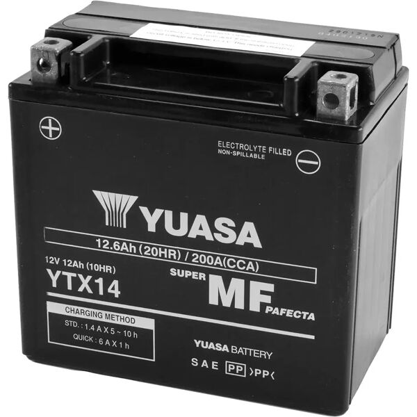 yuasa batteria moto 12 ah 12 v  ytx14-wc 150x87x145 mm (lxpxh) peso 5,02 kg