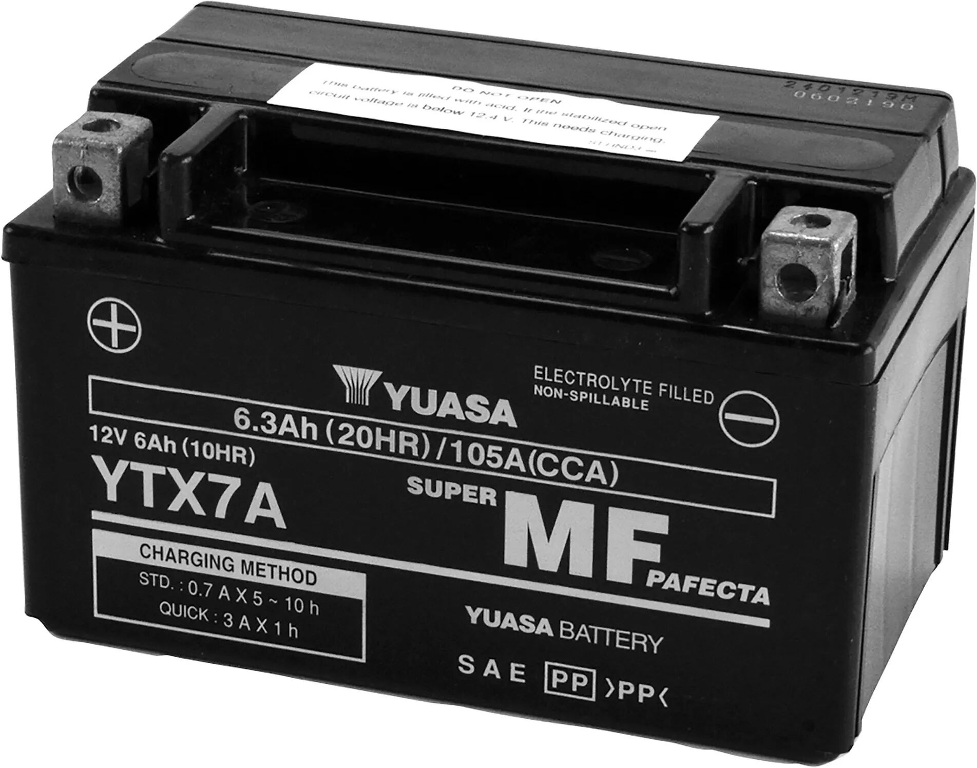 yuasa batteria moto 6 ah 12 v  ytx7a-wc 152x88x94 mm (lxpxh) 2,93 kg