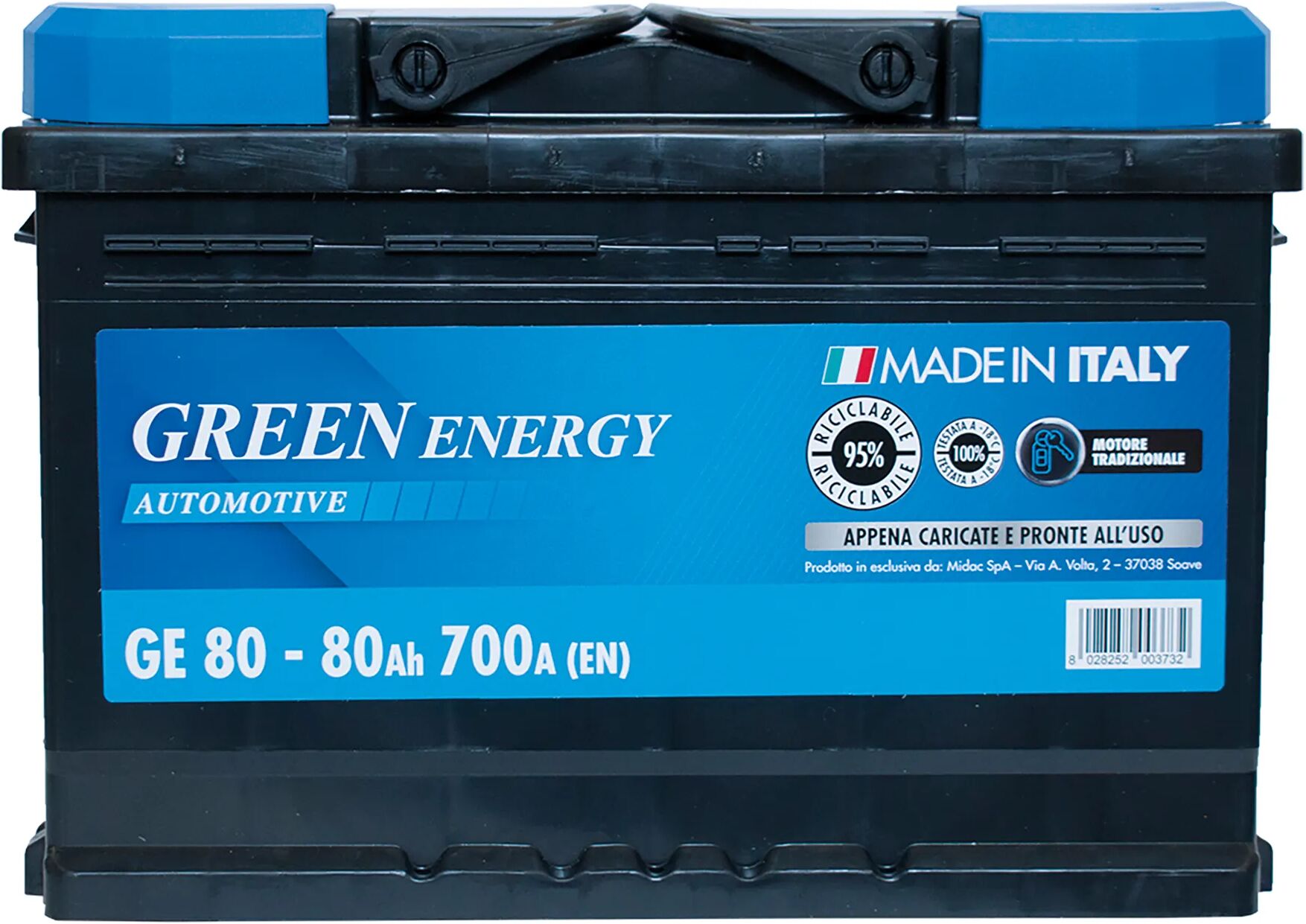 green energy batteria auto 80 ah greenenergy spunto 700a 275x175x190mm (lxpxh) peso 17 kg