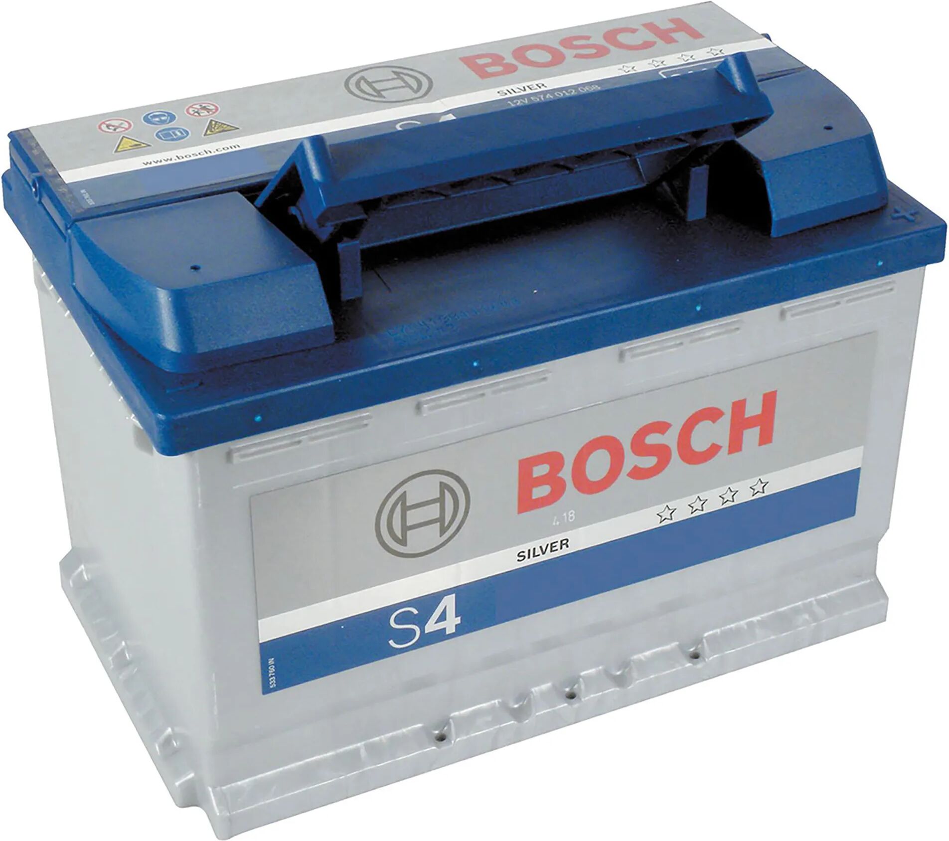 bosch batteria auto 74 ah  s4 spunto 680a 278x175x190 mm (lxpxh) peso 18 kg linea blu