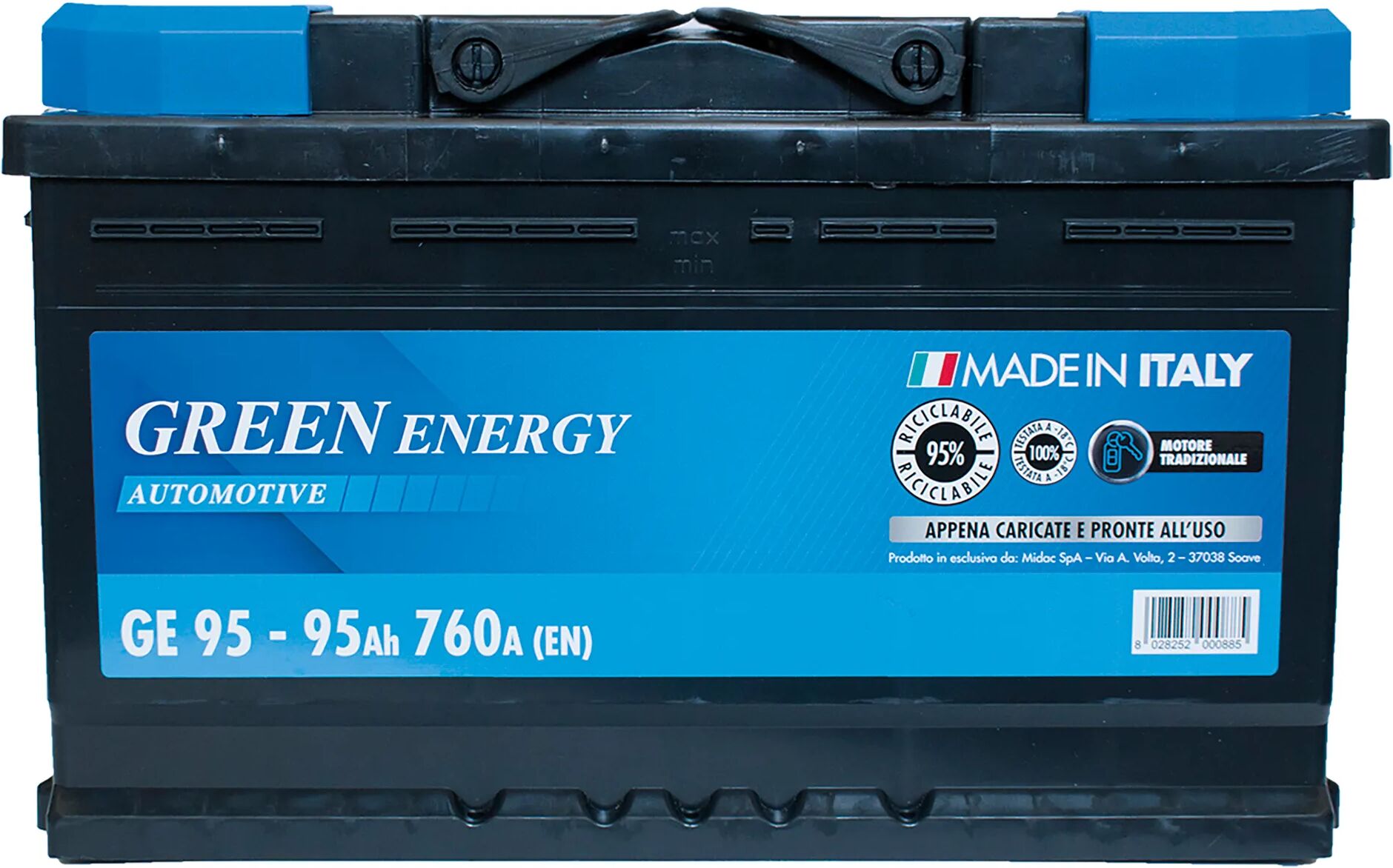 green energy batteria auto 95 ah greenenergy spunto 760a 310x175x190mm (lxpxh) peso 20 kg