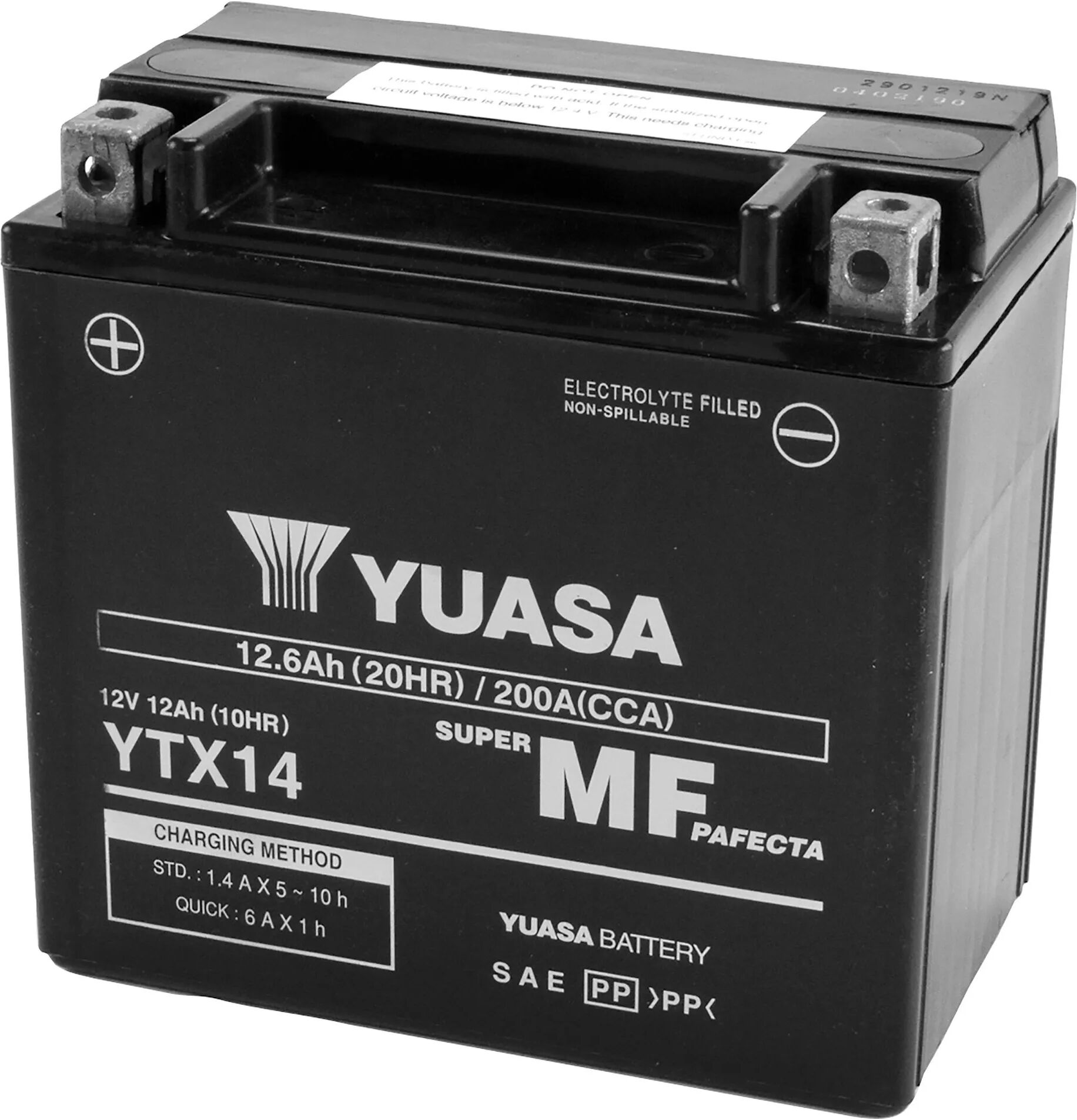 yuasa batteria moto 12 ah 12 v  ytx14-wc 150x87x145 mm (lxpxh) peso 5,02 kg