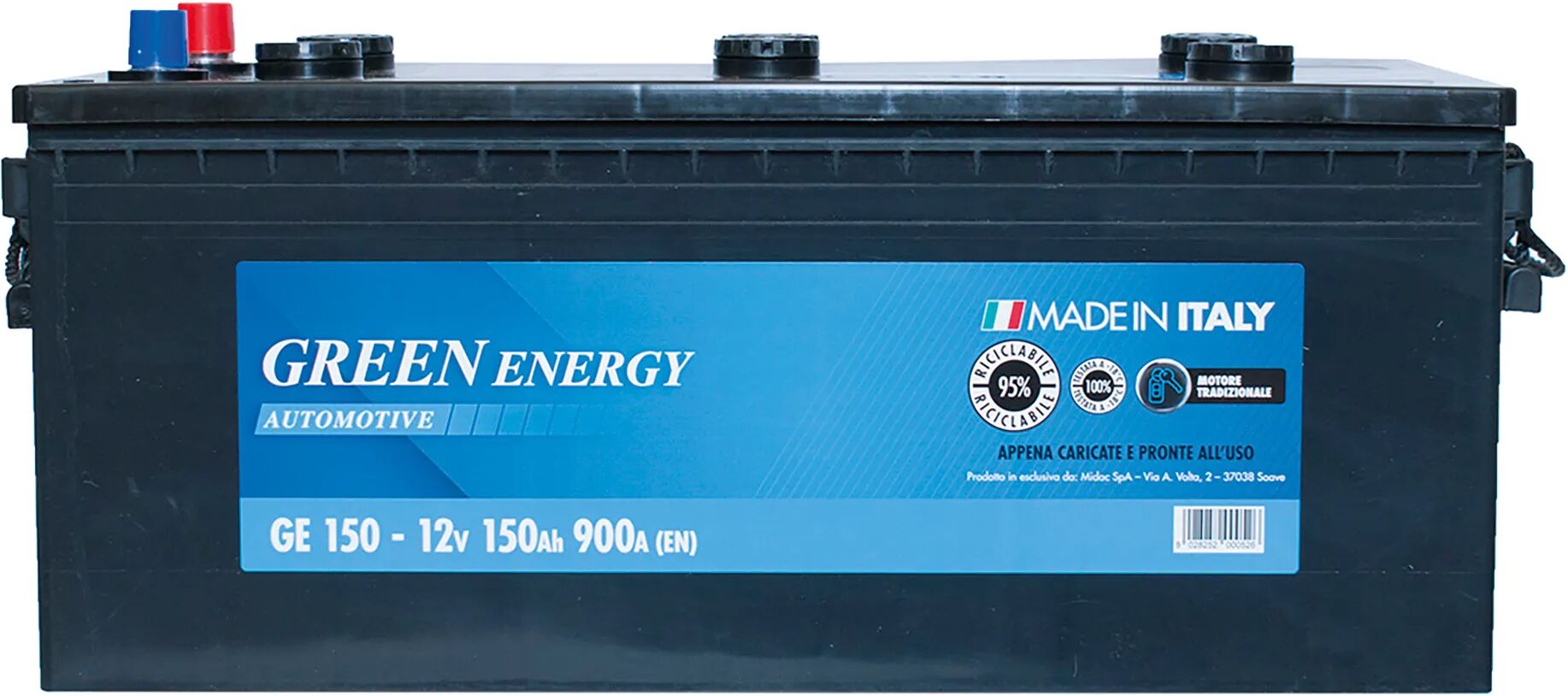 green energy batteria autocarro 150 ah greenenergy spunto 900ah 510x189x223 mm (lxpxh) peso 35,60 kg