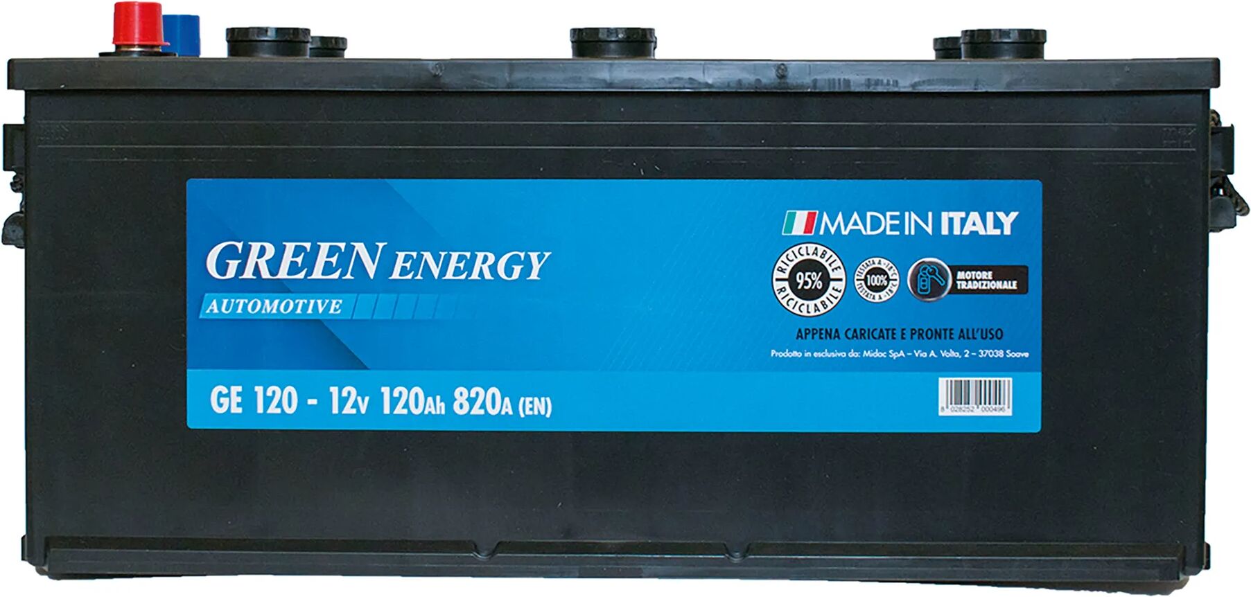 Green Energy BATTERIA AUTOCARRO 120 Ah GREENENERGY SPUNTO 820A 510x175x225 mm (LxPxH) PESO 32,60 kg