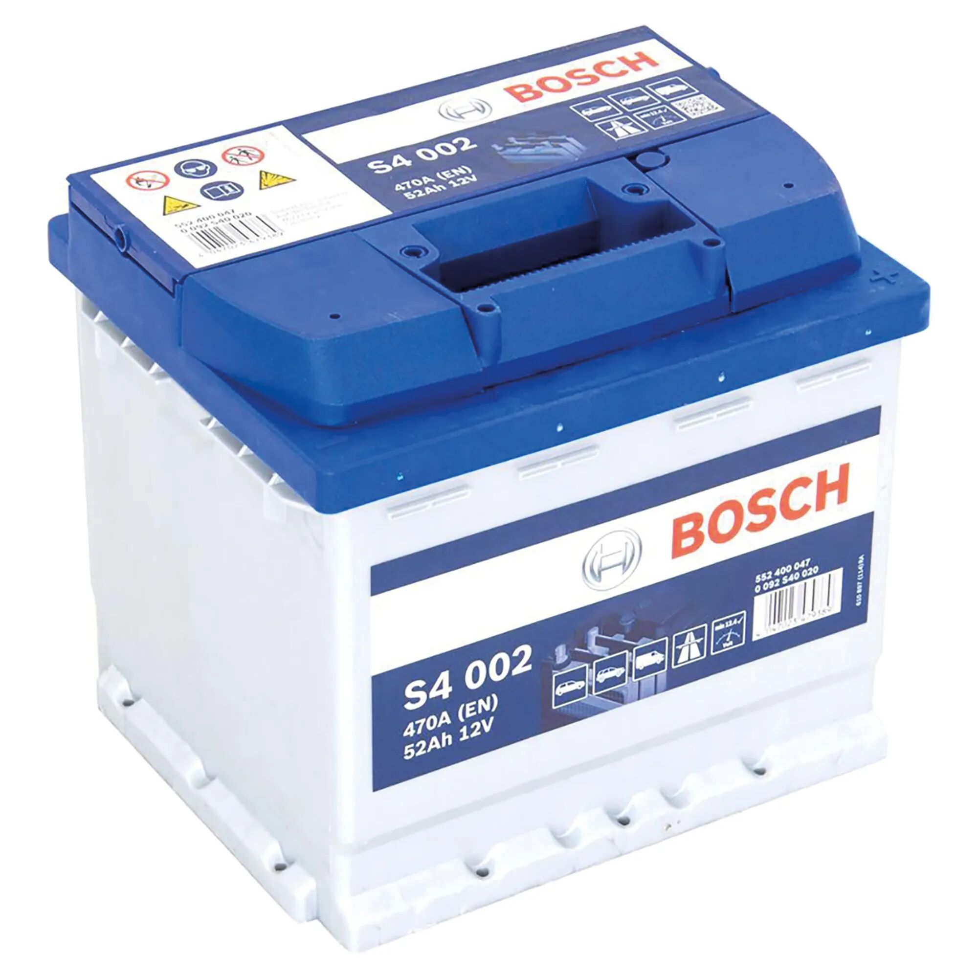 Bosch BATTERIA 52 Ah  S4 SPUNTO 470A 207x175x190 mm (LxPxH) PESO 12,4 kg LINEA BLU
