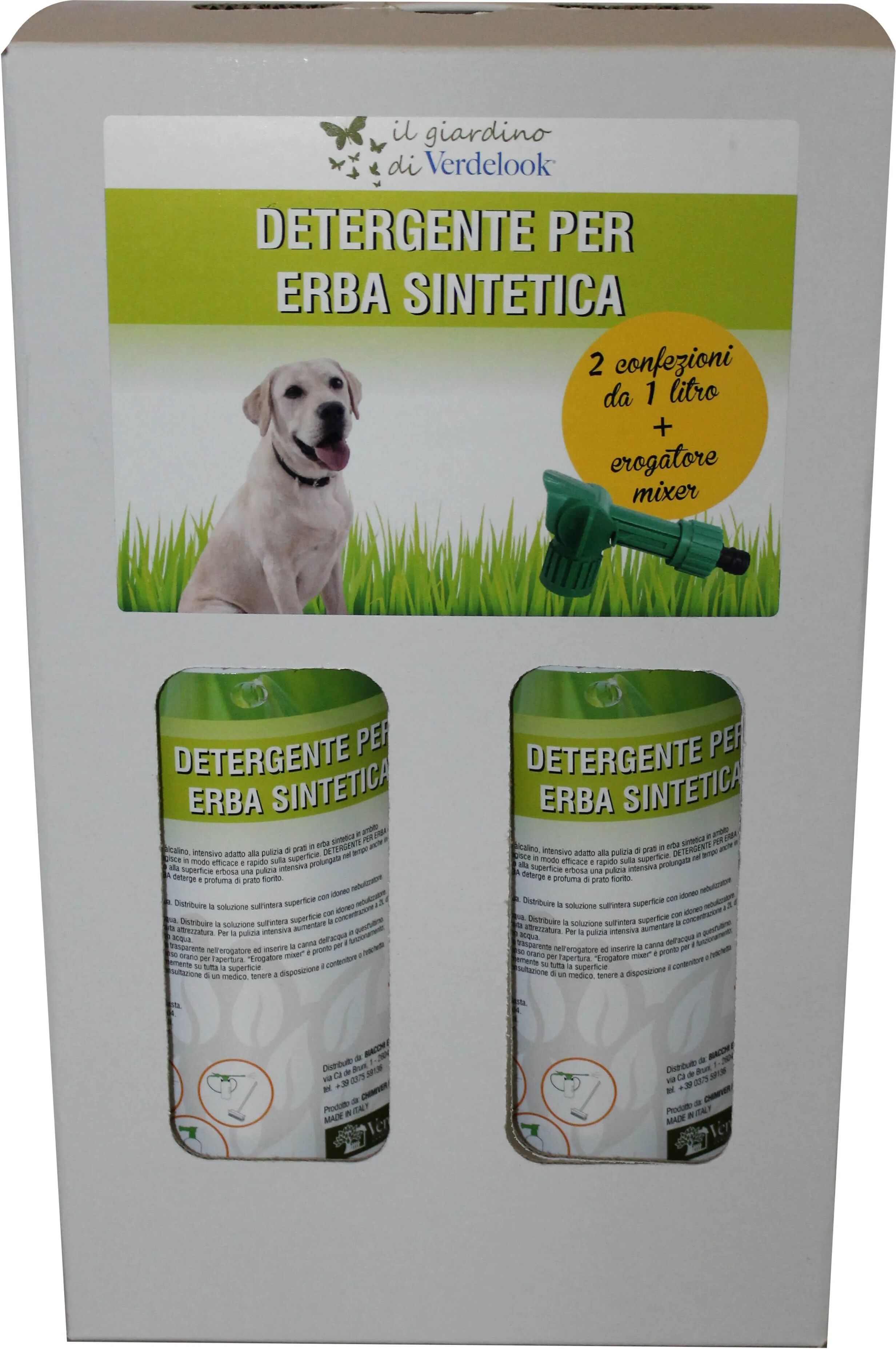 verdelook kit detergente sanificante biacchi 750ml detergente 2x1 l + erogatore