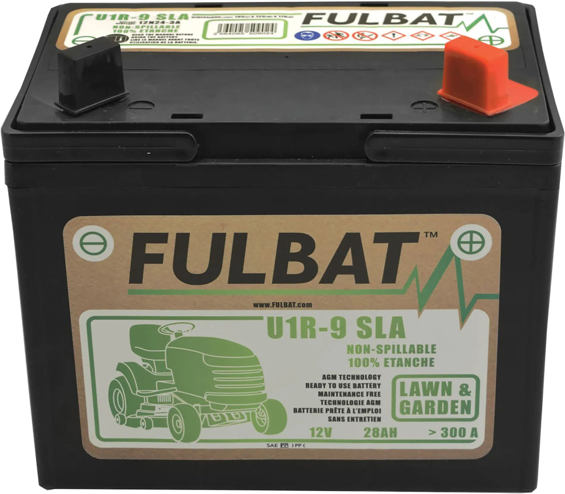 Fulbat BATTERIA AL GEL PER TRATTORINO 12 V 28 A   U1R9SLA  POSITIVO  DESTRO L195xH176xP125 mm