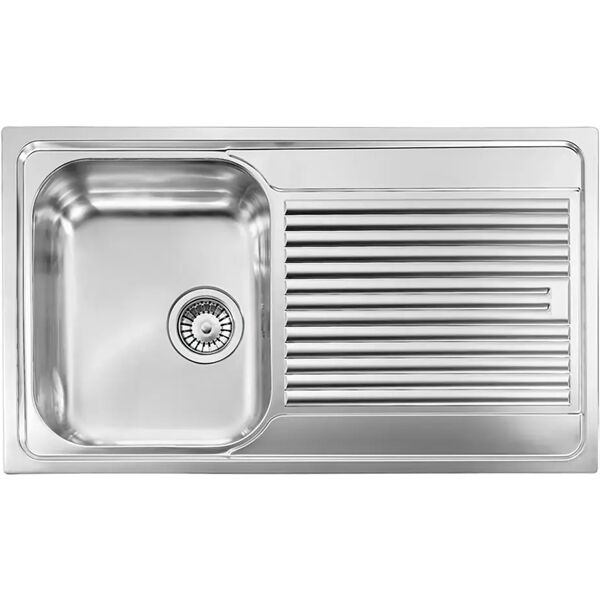 cmspa lavello zenith 86x50 cm inox satinato 1 vasca sinistra con sgocciolatoio piletta 3''