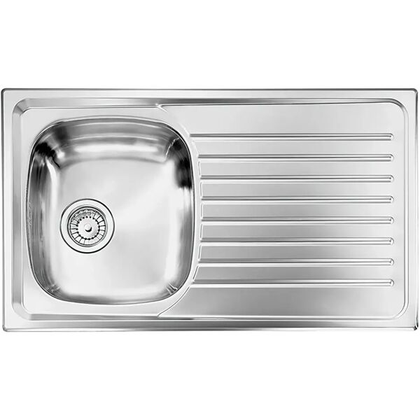 cmspa lavello siros 86x50cm inox prelucido 1 vasca sinistra con sgocciolatoio piletta 2''