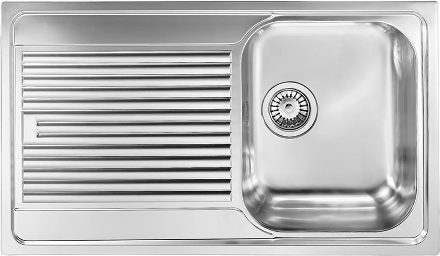 Cmspa LAVELLO ZENITH 86x50 cm INOX SATINATO 1 VASCA DESTRA CON SGOCCIOLATOIO PILETTA 3''