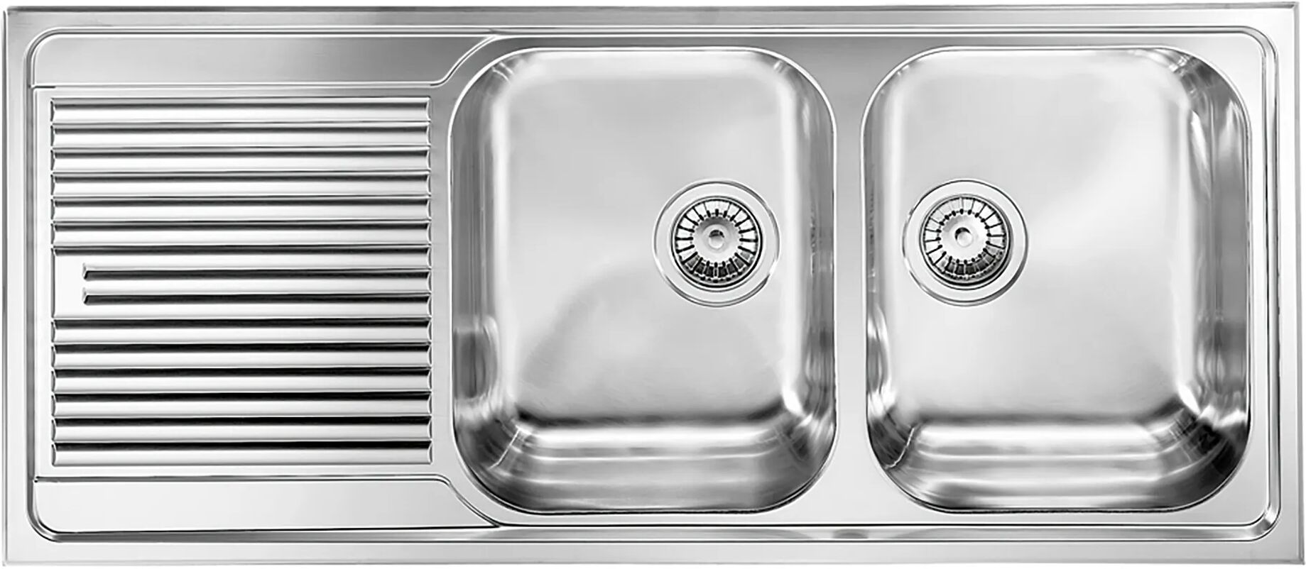 Cmspa LAVELLO ZENITH 116x50 cm INOX SATINATO 2 VASCHE DESTRA CON SGOCCIOLATOIO PILETTA 3''