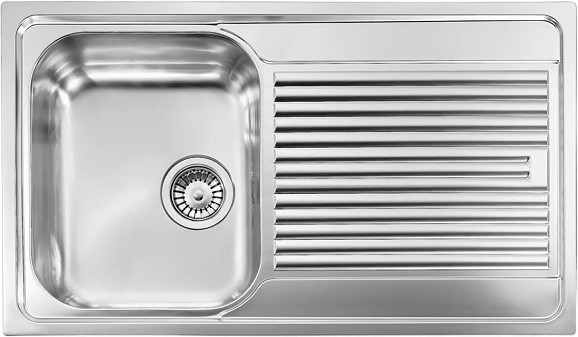 Cmspa LAVELLO ZENITH 86x50 cm INOX SATINATO 1 VASCA SINISTRA CON SGOCCIOLATOIO PILETTA 3''