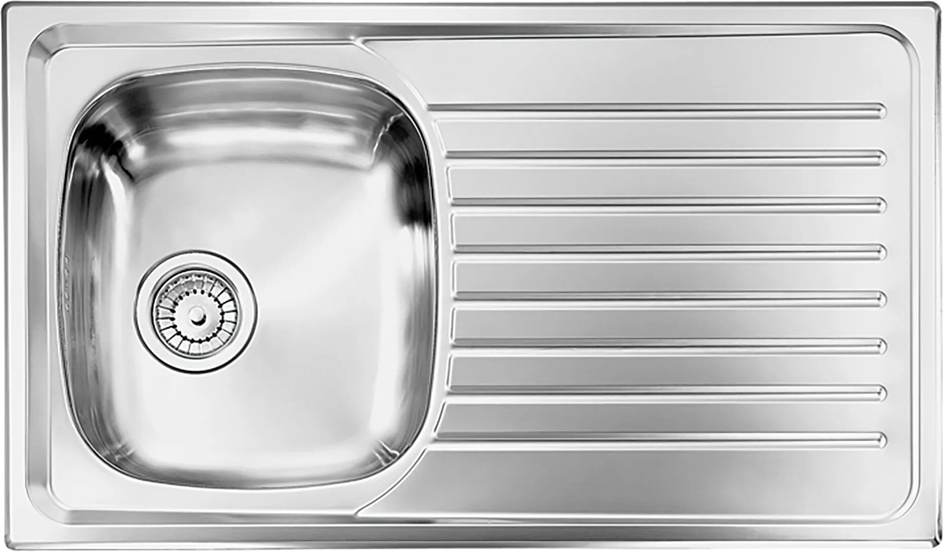 Cmspa LAVELLO SIROS 86x50cm INOX PRELUCIDO 1 VASCA SINISTRA CON SGOCCIOLATOIO PILETTA 2''