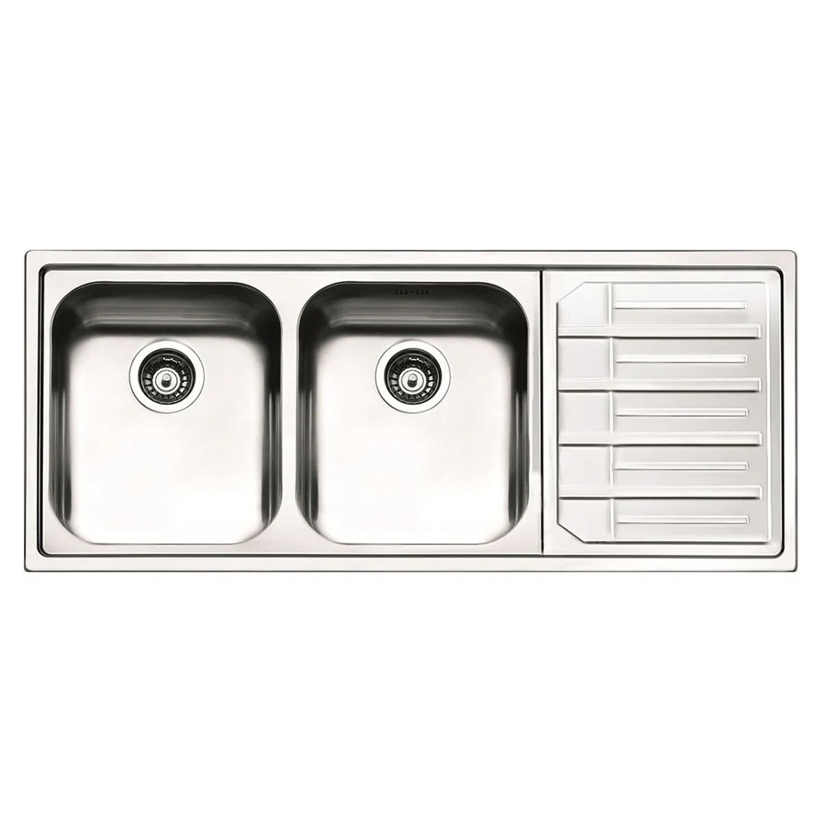 Apell LAVELLO ROMA 116x50 cm INOX SPAZZOLATO 2 VASCA CON SGOCCIOLATOIO A DESTRA PILETTA 3,5''