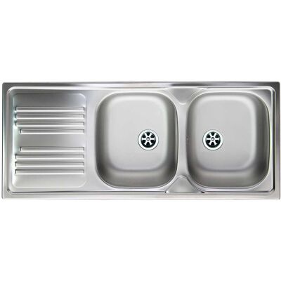Apell LAVELLO ATMOSFERA 116x50cm INOX PRELUCID 2 VASCHE CON SGOCCIOLATOIO A SINISTRA PILETTA 2'' Apell LAVELLO ATMOSFERA 116x50cm INOX PRELUCID 2 VASCHE CON SGOCCIOLATOIO A SINISTRA PILETTA 2''
