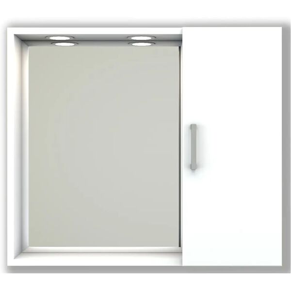 tecnomat armadietto specchio olga 1 anta destra 67x58x15 cm (lxhxp) legno bianco lucido 2 luci led 2w