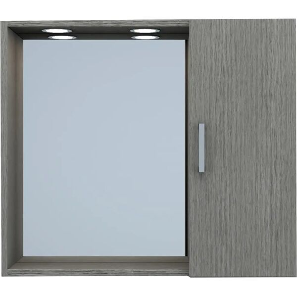 tecnomat armadietto specchio olga 1 anta destra 67x58x15 cm (lxhxp) legno grigio matrix 2 luci led 2w